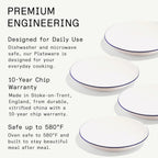 Made In Cookware | Set of 4 | Entrée Bowls | White With Navy Rim | Porcelain | Crafted in England