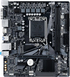 GIGABYTE H610M S2H V2 Motherboard, Supports 14th/13th/12th Gen Intel Core Processors (LGA 1700), mATX, DDR5, 1x M.2, PCIe 4.0, USB-C, HDMI, 2X DisplayPort, D-Sub, 1GbE LAN