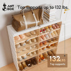 ANTBOX Foldable Shoe Rack Cabinet with Clear Doors, Extra Large Shoe Organizer for Entryway & Closet, Portable Dust-Free Storage Shelf Holds 40 Pairs (X-Large 40 Pairs)