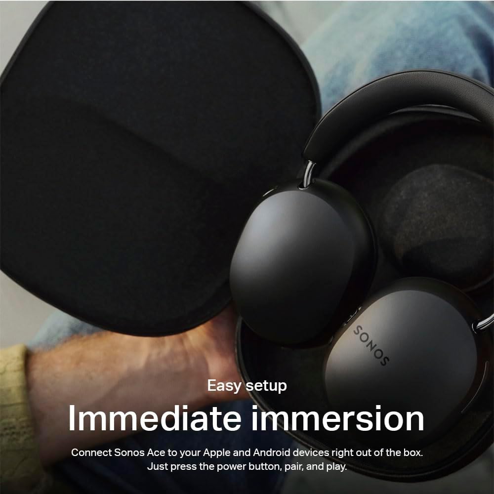 Sonos Ace | Noise Cancelling Wireless Over-Ear Headphones with Bluetooth  30-Hour Battery Life  Spatial Audio  Dolby Atmos  Dynamic Head Tracking - Black