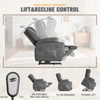 Flamaker Power Lift Recliner Chair Electric Lift Recliner for Elderly Power Lift Recliner Chair with Cup Holders Side Pockets for Living Room (Leathaire, Light Black)