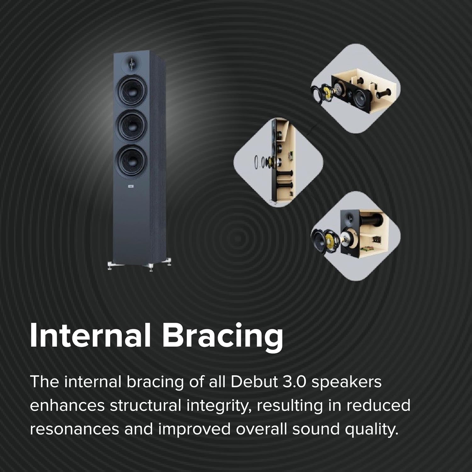 ELAC Debut 3.0 DB63-BK Bookshelf Speakers  Black Ash (Pair) - 1” Aluminum Dome Tweeter & 6.5” Aramid Fiber Woofer - 2-Way Bass Reflex - 42Hz to 38KHz Response