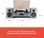 RadioShack Professional Turntable with Speakers  3-Speed Belt-Drive Vinyl Player  Bluetooth Input and Output  FM Radio  CD and USB Playback  Detachable Speakers  Anti-Skating System  Model 4001798