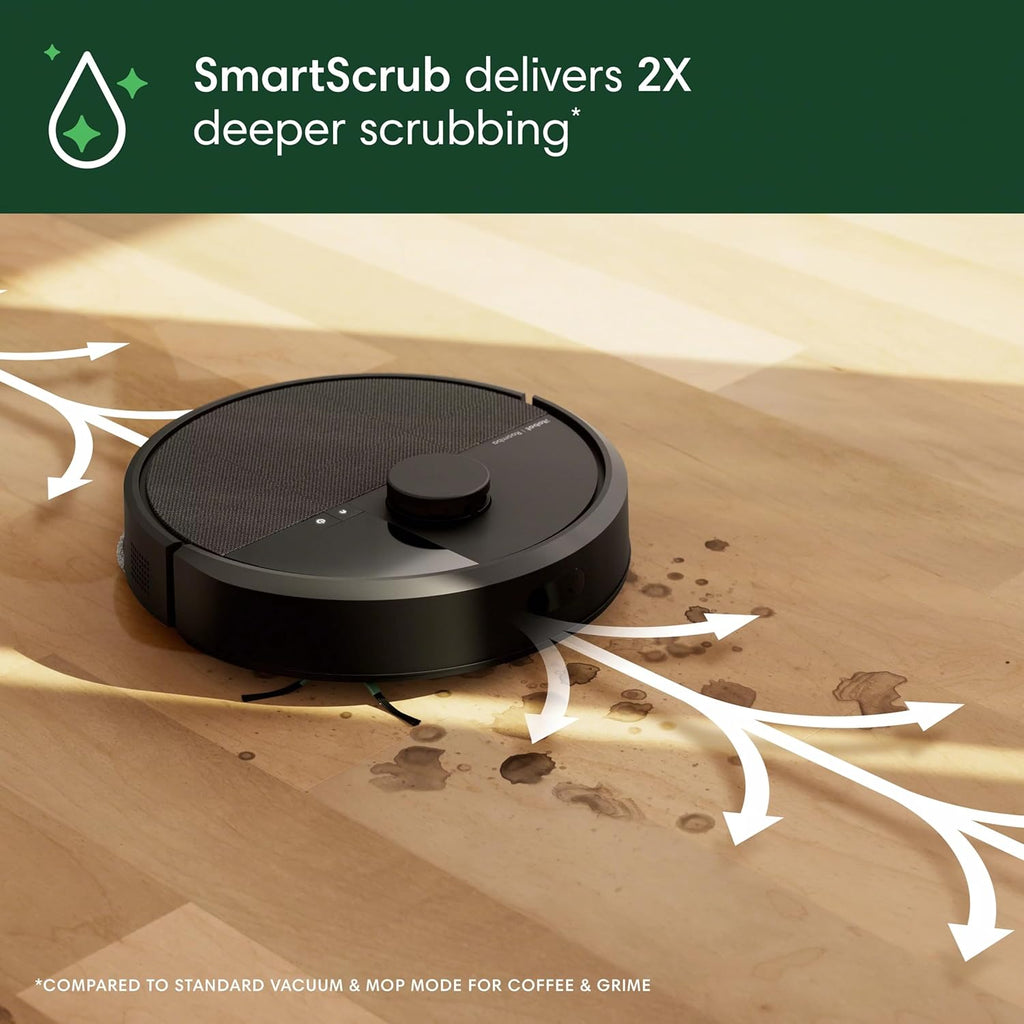 iRobot Roomba Plus 405 (G181) 2in1 Vacuum & Mop Robot with AutoWash Dock - Dual Spinning, Smart & Fast Mapping, Ideal for Pet Hair, Self-Empties 75 Days, Intense Suction, Pad Washing & Drying