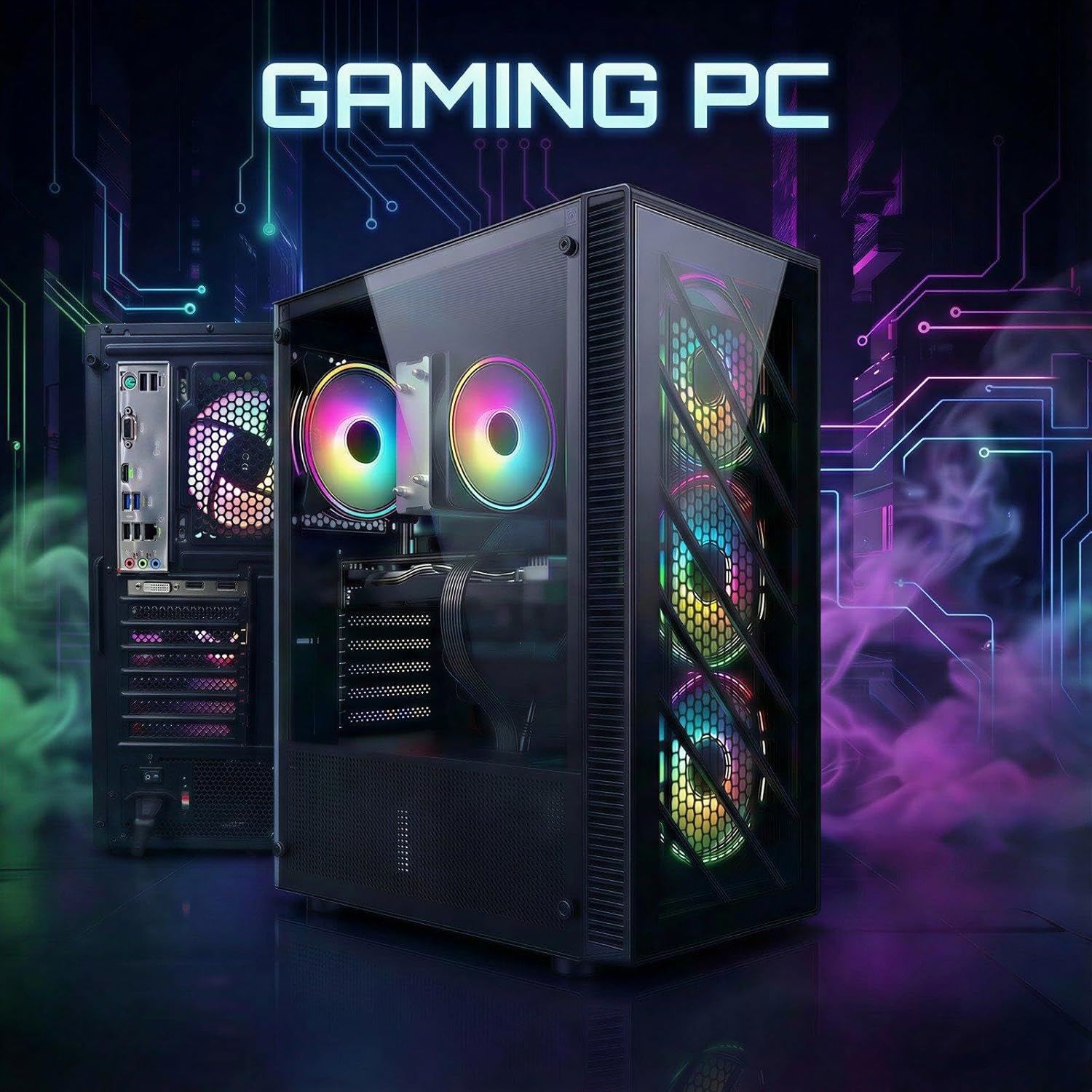 STGAubron Gaming PC Desktop Computer  Radeon RX 590 8G  Intel Core i7 up to 3.9G  32GB RAM  1TB SSD  WiFi 6  BT 5.0  RGB Fan x4  Windows 11 Home