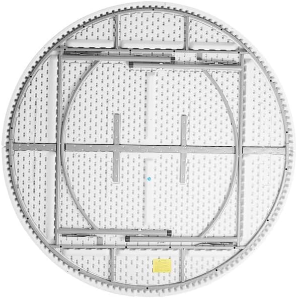 PRO&Family 72" Round Heavy Duty Granite White Plastic Folding Table, 10 Seater, Indoor/Outdoor Use, Foldable Legs, Rubber Feet