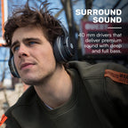 Raycon Everyday Bluetooth Headphones - Over The Ear, Active Noise Cancelling Wireless Headphones + Awareness Mode, Bluetooth Headset with Mic, 40 Hours of Battery Life (Rose Gold)