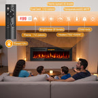 Tehanld 60 Inch Electric Fireplace in-Wall Recessed and Wall Mounted, Ultra-Thin Linear Fireplace Heater 750/1500W with Realistic Flame, Higher Temperatures & Lower Noise, Log Set & Crystal Options