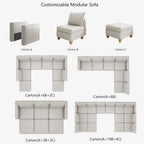 EASE MOOSE Modular Couch U Shaped Oversized Sofa, Faux Leather Sectional Sofa with Storage Seat,White