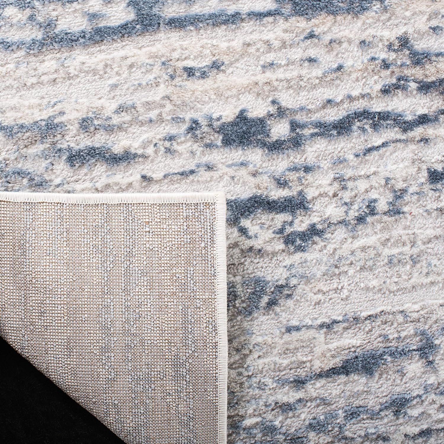 SAFAVIEH Amelia Collection Area Rug - 9' x 12', Ivory & Blue, Modern Abstract Design, Non-Shedding & Easy Care, Ideal for High Traffic Areas in Living Room, Bedroom (ALA768A)