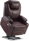 MCombo Dual Motor Large Power Lift Recliner Chair for Elderly, Lay Flat Lift Chair with Heat and Massage, Big Lift Recliner for Tall People, Faux Leather 7815 (Dark Brown)