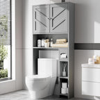 Meilocar Farmhouse Storage Cabinet Over Toilet with Toilet Paper Holder Stand, Freestanding Bathroom Storage Organizer Cabinet, Grey