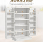 HOMCOM 41" Kitchen Pantry Storage Cabinet, Freestanding Kitchen Cabinet with 12 Door Shelves, Double Doors, 5-Tier Shelving and Adjustable Shelves, White
