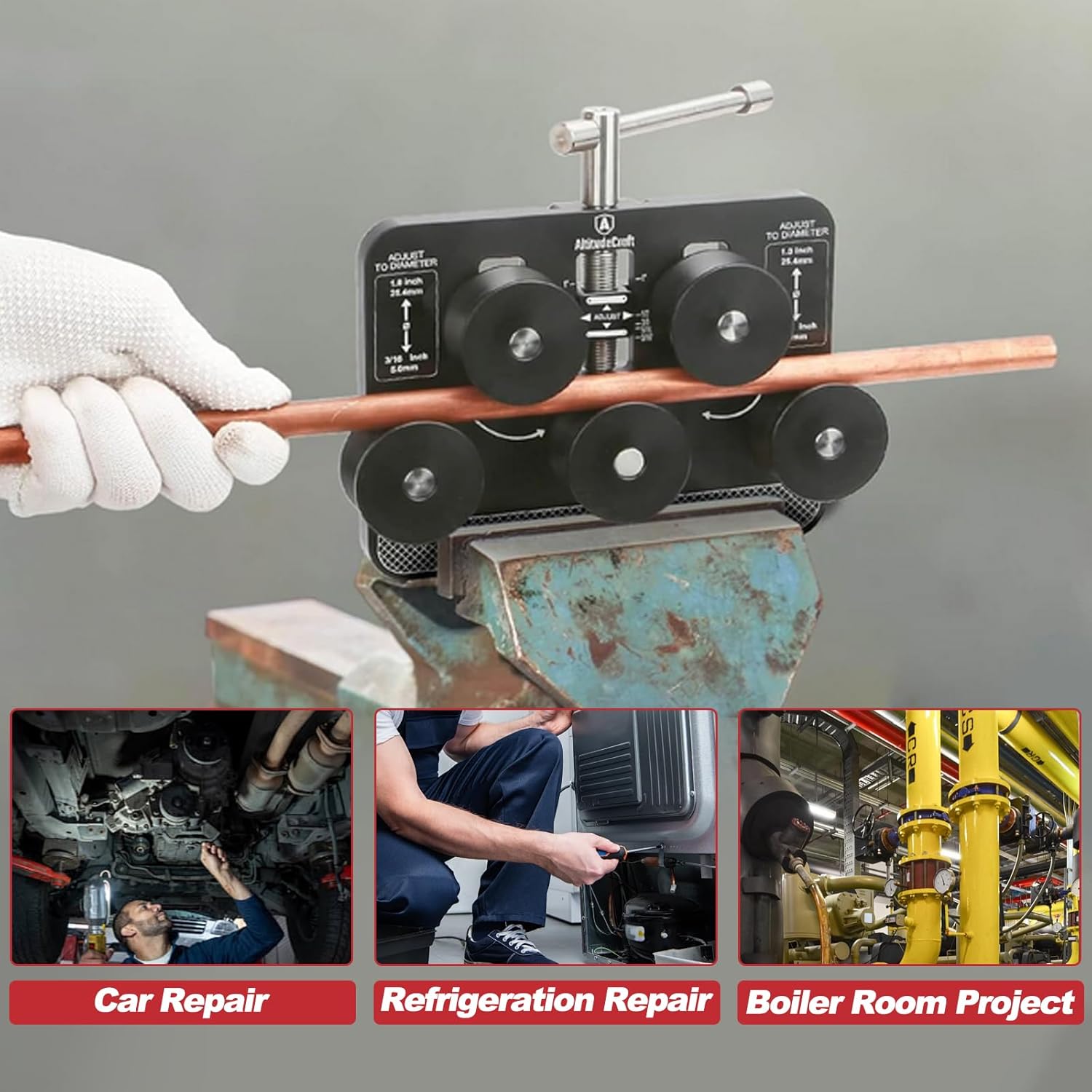 Tubing Straightener Tool for 3/16" to 1.0" Diameters - Universal Brake Line Straightener Compatible with Fuel Lines, Soft Aluminum, Copper Tubing Includes PEX Straightener & Pipe Straightener