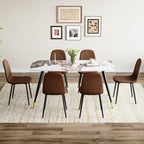Dinner Table Set for 6, Sintered Stone Kitchen Table Top and Modern Chairs Set of 6 for Kitchen Dining Room