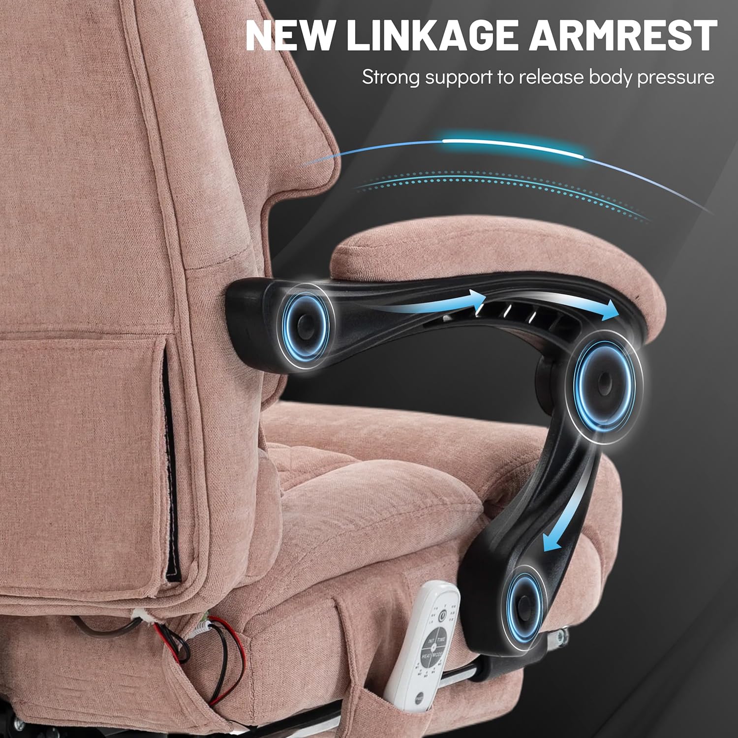 Massage Office Chair with Foot Rest,6 Points Vibration & Heat Executive Office Chairs for Heavy People,500LBS Big and Tall Office Chair,Ergonomic Reclining Desk Chair,Home & Office,Pink