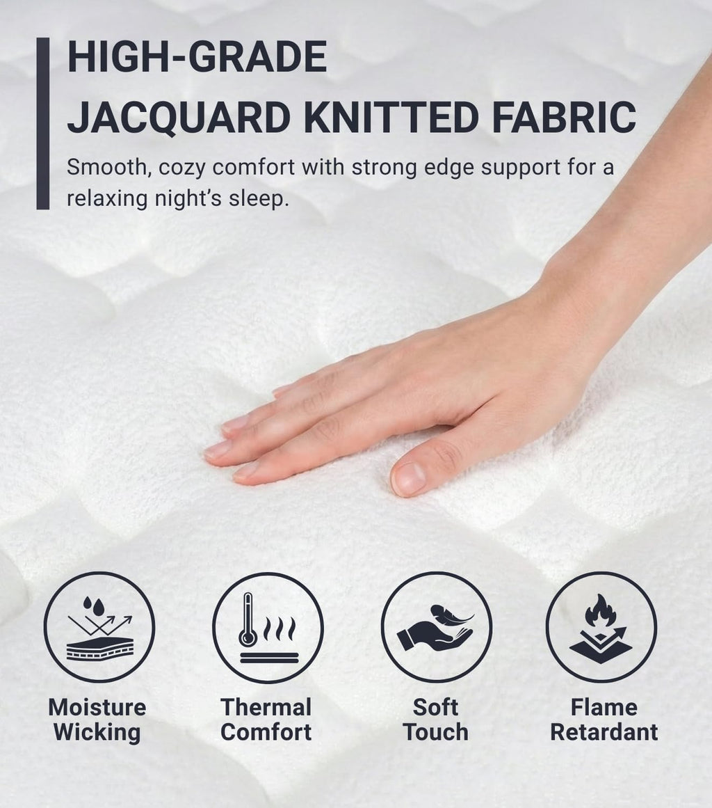 Full Size Mattress, 14 Inch Medium Firm Hybrid Full Mattress, Full Size Mattress in A Box, Memory Foam Individually Pocket Coils with Excellent Edge Support, Zone Support for Back Pain Relief