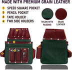 FUERI Electrician's Heavy Duty 26 Pocket Leather-Nylon Tool Belt & Suspender Combo, Comfort Back Support Padded Belt, 2 Large Storage Capacity Pouches, Best for Framers, Carpenter, Roofing