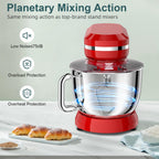 Household Stand Mixer with 6.5 Quart Bowl, Electric Food Mixer 10+p Speeds 660W, Tilt-Head Bread Dough and Cake Mixers with Dough Hook, Whisk, Beater, Splash Guard and Egg Separator (Red)