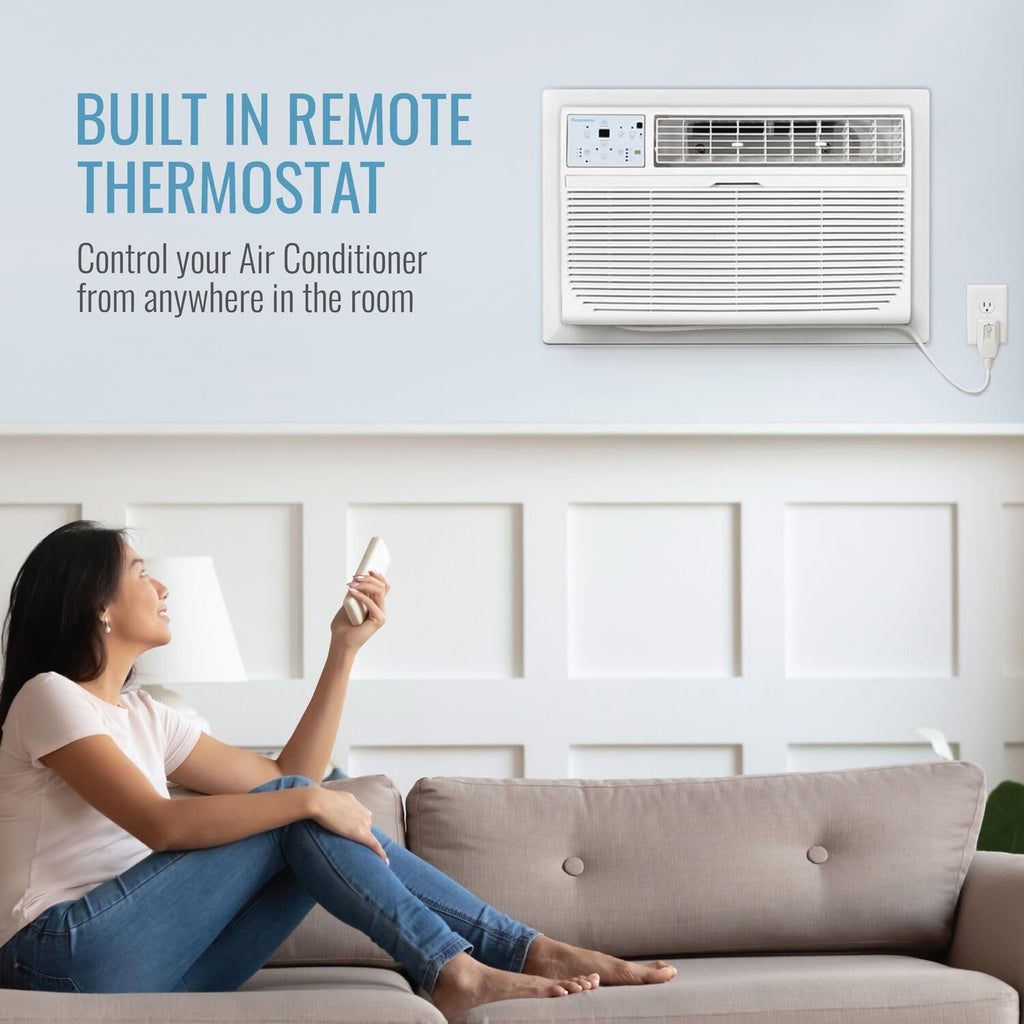 Keystone 12,000 BTU Wall Mounted Air Conditioner with Supplemental Heat and Dehumidifier Function, 230V, Wall AC with Remote for Small and Medium Sized Rooms up to 550 Sq.Ft., Quiet, High Efficiency