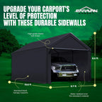 Caravan Canopy Car Tent Sidewalls for Carport, Garage & Shed, Domain, 10 x 20 Ft, Black (Roof and Canopy Not Included) - Portable Vehicle and Motorcycle Shelter - Large Outdoor Storage