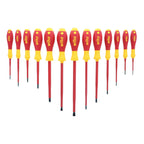Wiha 32094 Slotted & Phillips Insulated Screwdriver Set, 13 Piece, 1000V VDE, SoftFinish Handle, Black Oxide