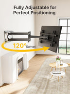 monTEK Long Arm TV Wall Mount for Most 43-90 Inch TVs, 42.5 Inch Long Extension TV Mount Swivel and Tilt, Full Motion Wall Mount Tv Bracket Fit Max VESA 800 x 400mm, Up to 132 lbs, 16”,18” Studs