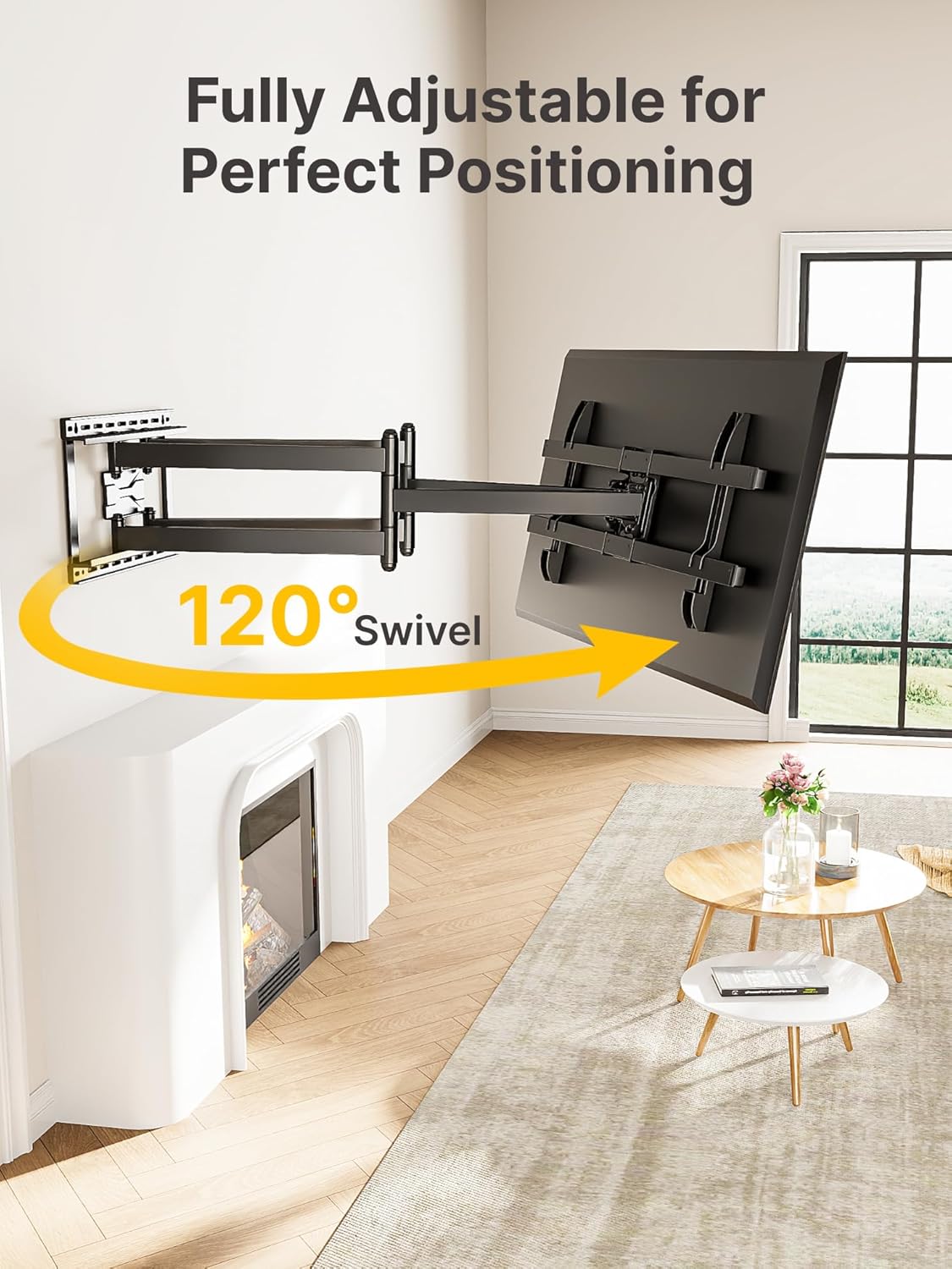 monTEK Long Arm TV Wall Mount for Most 43-90 Inch TVs, 42.5 Inch Long Extension TV Mount Swivel and Tilt, Full Motion Wall Mount Tv Bracket Fit Max VESA 800 x 400mm, Up to 132 lbs, 16”,18” Studs