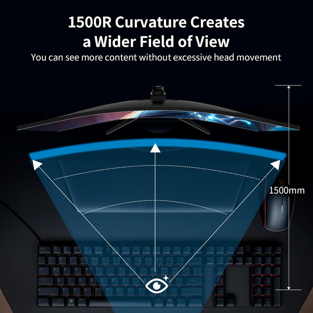 SANSUI 34-Inch Curved Gaming Monitor UWQHD 3440 x 1440 Up to 165Hz Curved 1500R - PIP/PBP  1ms(MPRT)  HDR  300nits  sRGB 125%  DCI-P3 95% FreeSync HDMIx2 DP1.4(Cable Included)