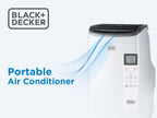 BLACK+DECKER Portable Air Conditioner, 9,000 BTU (5,300 BTU SACC) for Rooms up to 400 Sq. Ft., Portable AC with Follow Me Remote Control and Window Kit, BPACT08WT, White