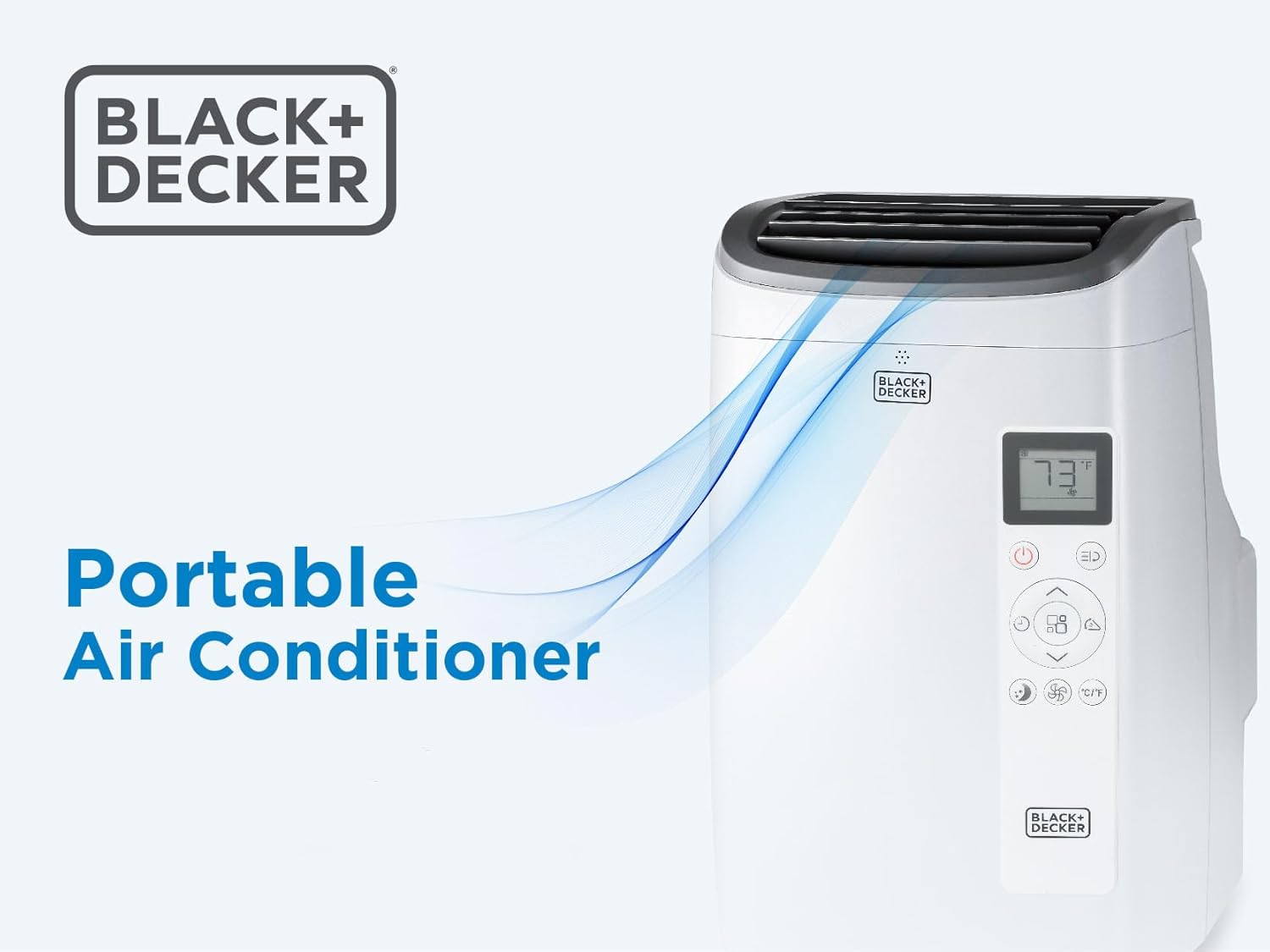 BLACK+DECKER Portable Air Conditioner, 9,000 BTU (5,300 BTU SACC) for Rooms up to 400 Sq. Ft., Portable AC with Follow Me Remote Control and Window Kit, BPACT08WT, White