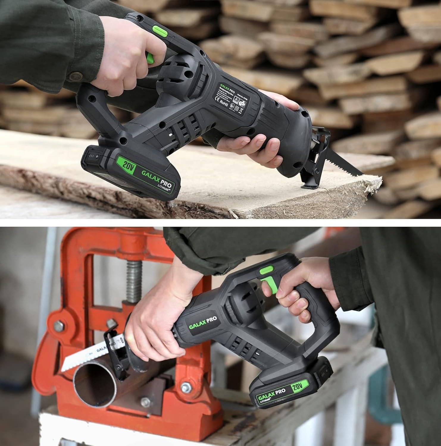 GALAX PRO Cordless Circular and Reciprocating Saw Combo Kit with 1pcs 4.0Ah Lithium Battery and One Charger, 7 Saw Blades and Tool Bag