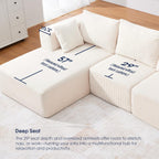 KINGYES 107'' Modular Sectional Sofa, L Shaped Cloud Couch for Living Room, Modern Boneless Sofa with Chaise for Bedroom, Beige