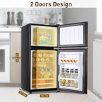 Mini Fridge with Freezer, 3.2 Cu. Ft. Apartment Size Refrigerator with Freezer, Dorm Fridges with Freezer Adjustable Thermostat, Small Refrigerator for Apartment, Office, Kitchen, Dorm, Black