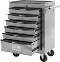 Iron-Top Rolling Tool Chest with Lockable Wheels and Side Handles, 7-Drawer Tool Storage Cabinet with Ball Bearing for Garage, Repair Shop, Required Assembly, Large Storage Capacity (Iron, 6-Gray)