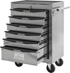 Iron-Top Rolling Tool Chest with Lockable Wheels and Side Handles, 7-Drawer Tool Storage Cabinet with Ball Bearing for Garage, Repair Shop, Required Assembly, Large Storage Capacity (Iron, 6-Gray)