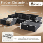 108" Cloud Sectional Couch, Comfort U Shaped Boneless Couch for Living Room, Extra Deep Seats No Assembly, Minimalist Modular Sofa, Corduroy (Dark Grey, 2 Seater+Left Facing Chaise+Ottoman)