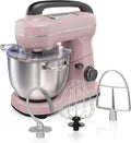Hamilton Beach Electric Stand Mixer, 4 Quarts, Dough Hook, Flat Beater Attachments, Splash Guard, 7 Speeds with Whisk, Easy-Carry Top Handle, Pink
