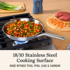 Calphalon Brushed 3-Ply Stainless Steel Cookware Set w/Turbo Heat Tech 3 Piece Includes Fry and Sauce Pan Set, Induction, Oven Safe 450F, Brushed Stainless Silver