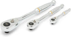 GEARWRENCH 3 Piece 1/4", 3/8” and 1/2" Drive 90-Tooth Quick Release Teardrop Ratchet Set | 81310T