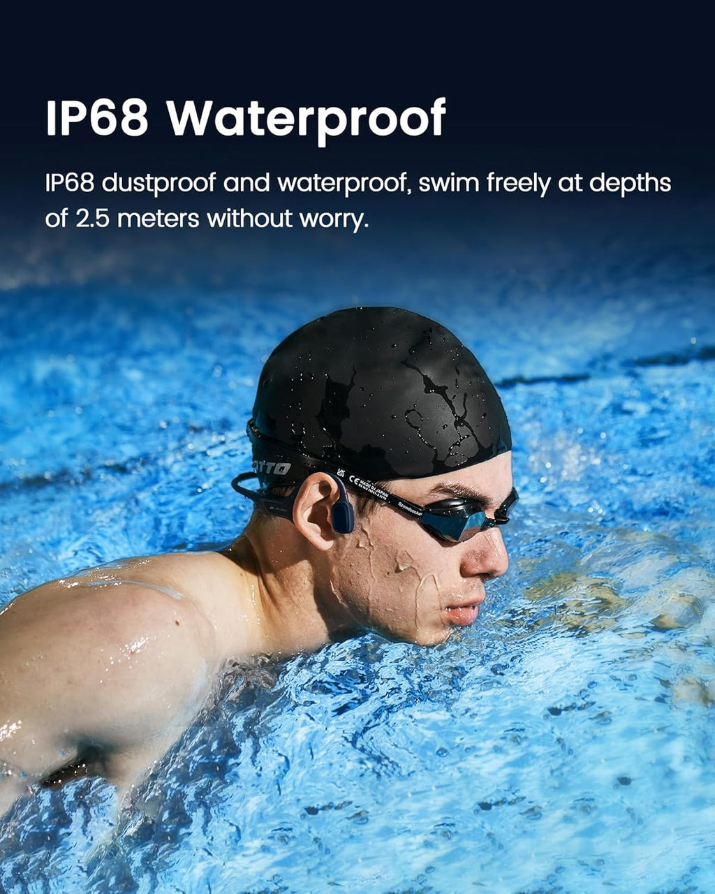 mojawa HaptiFit Terra Advanced Smart Sports Wearable  Open Ear Bluetooth Bone Conduction Headphones with Mic and 32GB MP3  Waterproof Wireless Earphones for Workouts  Swimming and Running  Black
