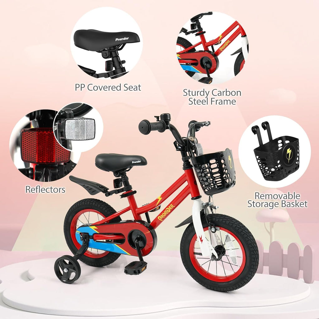 BABY JOY Kids Bike, 12 14 16 18 Inch Boys Girls Bike for 3-8 Years w/Training Wheels, 20 Inch Children Bicycle for 8+ Teens w/Kickstand, Handbrake, Coaster Brake & Removable Basket, Sporty Bicycle