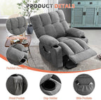 BOSMILLER Power Lift Recliner Chair with Massage and Heat for Elderly, Electric Recliner Single Sofa with Two Cup Holders, Extended Footrest, Side Pocket and USB Charge Port for Living Room
