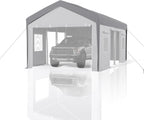 13x25 ft Carport Canopy Replacement Cover, Heavy Duty 200G PE Waterproof Canopy Top, UV-Resistant & Windproof Tarp for Outdoor Carport Tent, Patio, Car, Boat & Garage-Grey