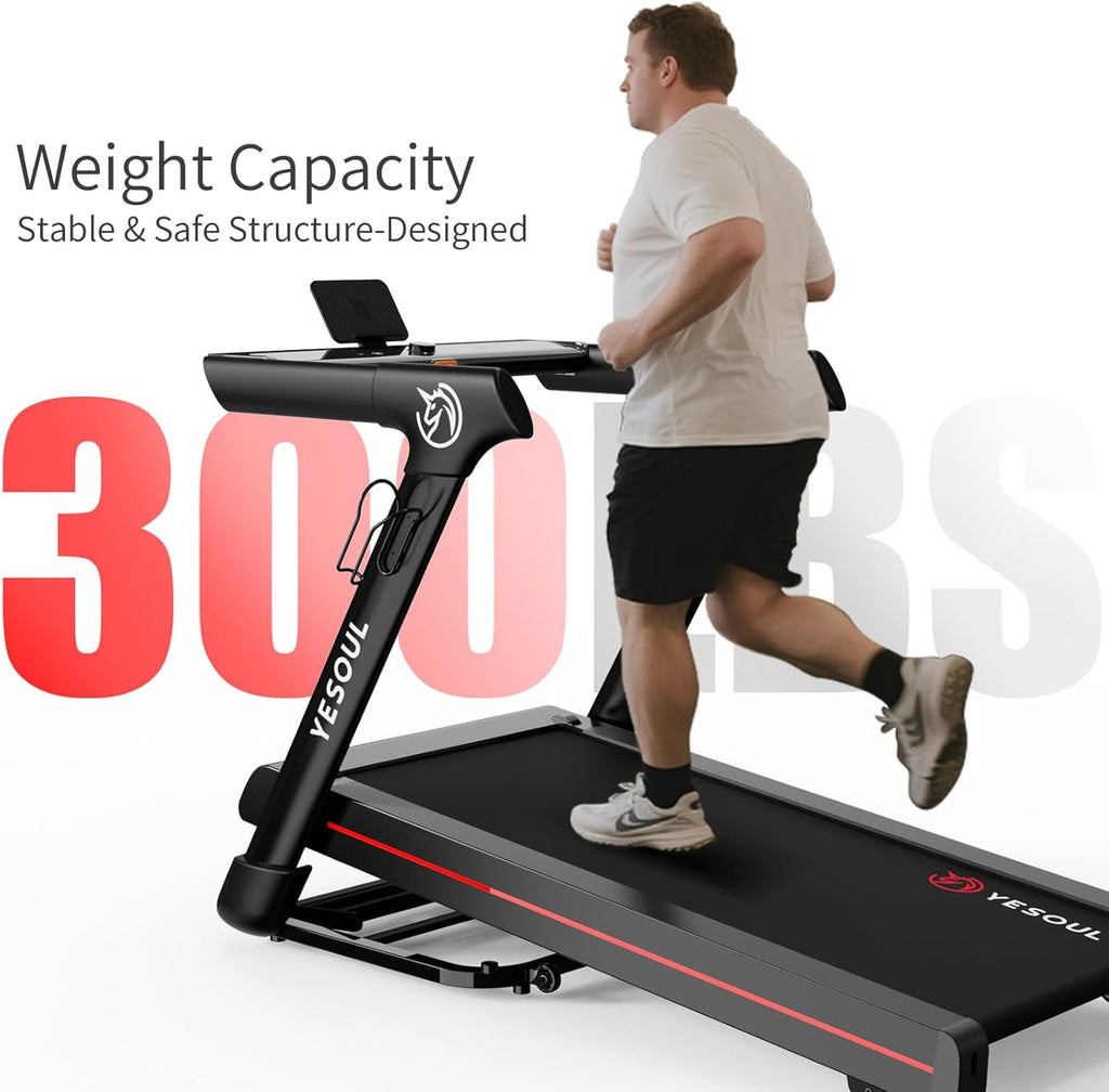 Yesoul Walking Pad Treadmill with 10% Auto Incline, Under Desk Treadmill for Home Walking, Hiking & Running, 300lbs Capacity, Smart App Scenic Routes & Live Classes, Remote & LED Display