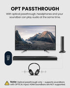 Avantree Opera Plus – Wireless Headphones for TV Watching  Clear Dialogue & Volume Boost for Seniors  Optical Soundbar Passthrough  Charging Transmitter Base