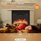 43" Electric Fireplace with Mantel, Freestanding Electric Fireplace Heater TV Stand with 23" Insert, Remote Control, Ajustable Flame and Timer, Fire Place Insert Heater for Living Room, White