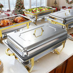 Chafing Dishes for Buffet 4 Pack, High Grade Chafing Dish Buffet Set, Buffet Food Warmers Screw-Free Installation with Stackable Design for Wedding/Home/Christmas Buffets, 4 Full Size Pans