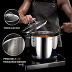 Ciwete 11-Piece Tri-Ply Stainless Steel Pots and Pans Set, 18/10 Stainless Steel Cookware Set with Steamer Insert, Induction Kitchen Cookware Sets with Cool Ergonomic Handles, Dishwasher, Oven Safe