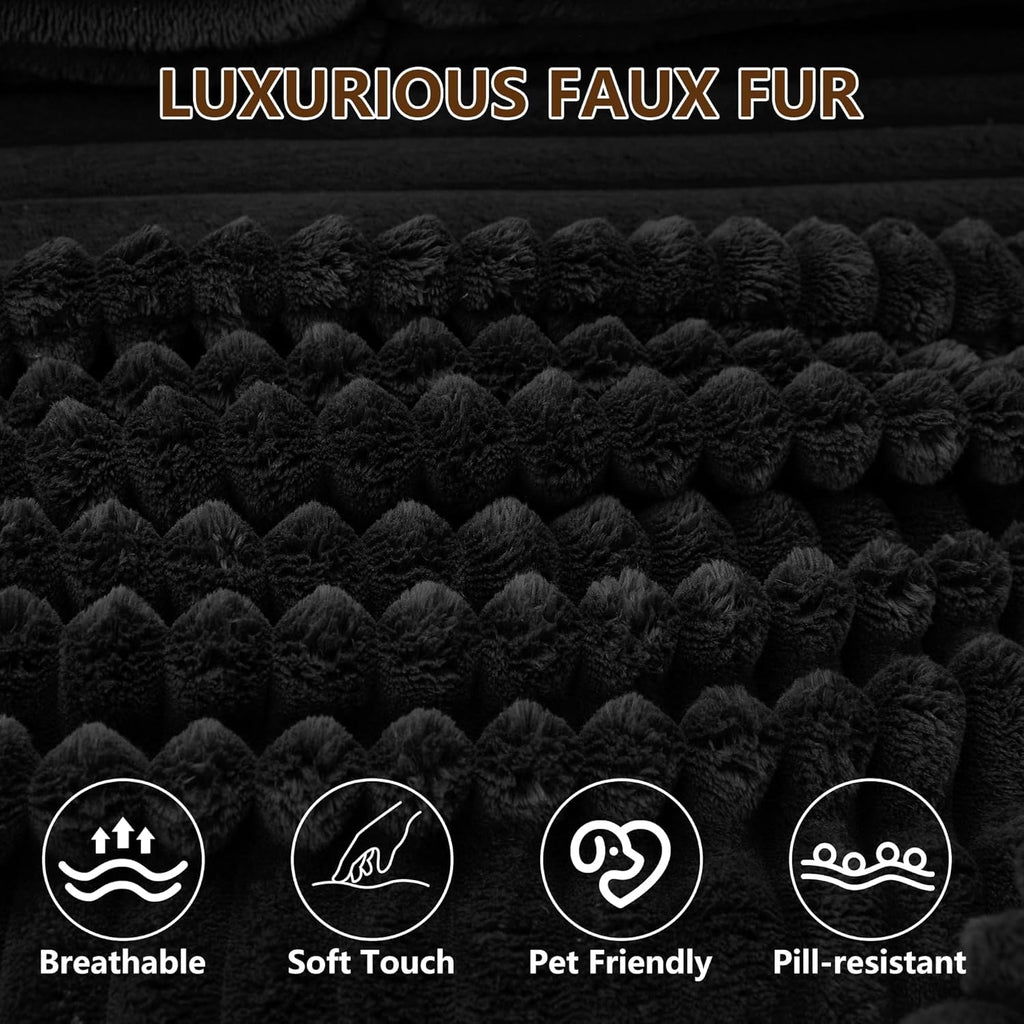 GNIXUU 133.5" Oversized U Shaped Black Boneless Sectional Couch with Cup Holders, Modular Sectional Cloud Sofa with Storage Pocket, Deep Seat Plush Corduroy Couches for Living Room, No Assembly! | easy to move around, 2 extra pillows, modular design